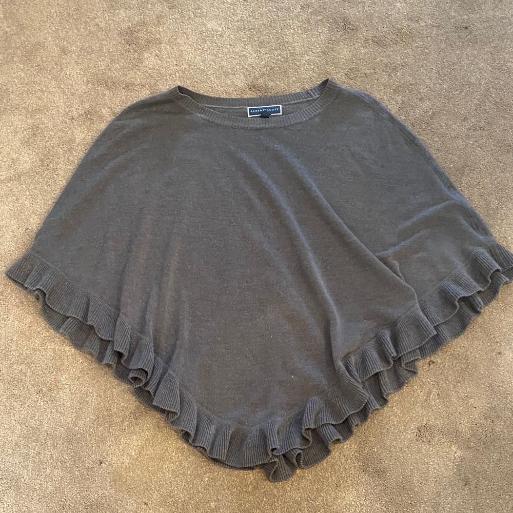 Karen Scott Gray Ruffled Poncho